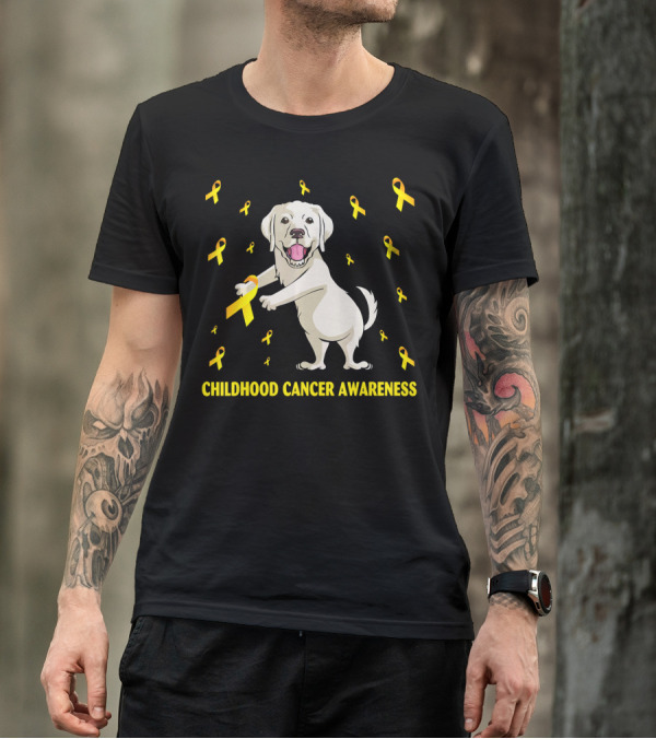 Childhood Cancer Awareness Flossing Labrador Gold T-Shirt