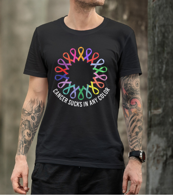 Cancer Sucks In Any Color Awareness Ribbons T-Shirt
