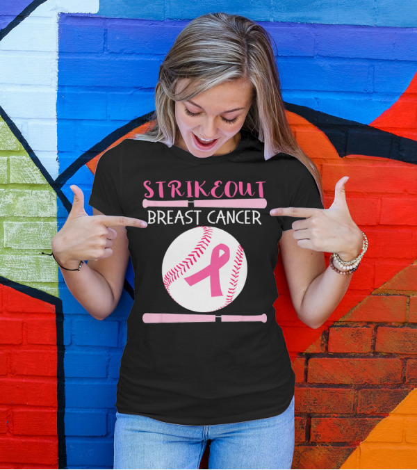 Strikeout Breast Cancer Baseball Catcher Player Team Co T-Shirt