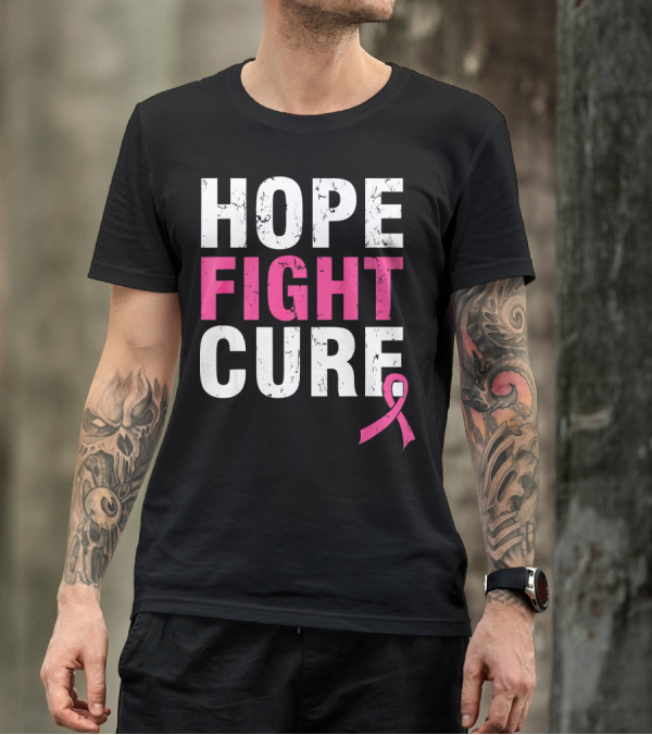 Hope Fight Cure Cancer Awareness Pink T-Shirt