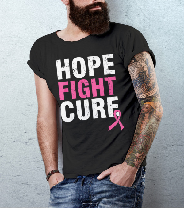 Hope Fight Cure Cancer Awareness Pink T-Shirt