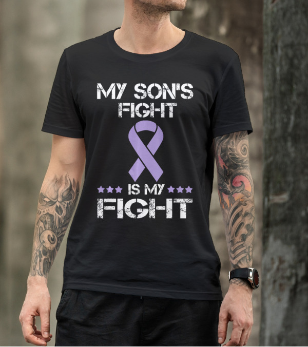 My Son's Fight Is My Fight Purple Ribbon Awareness T-Shirt