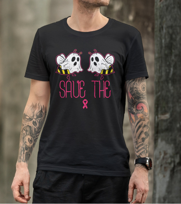Save The Boo Bees Funny Halloween Breast Cancer Awareness T-Shirt