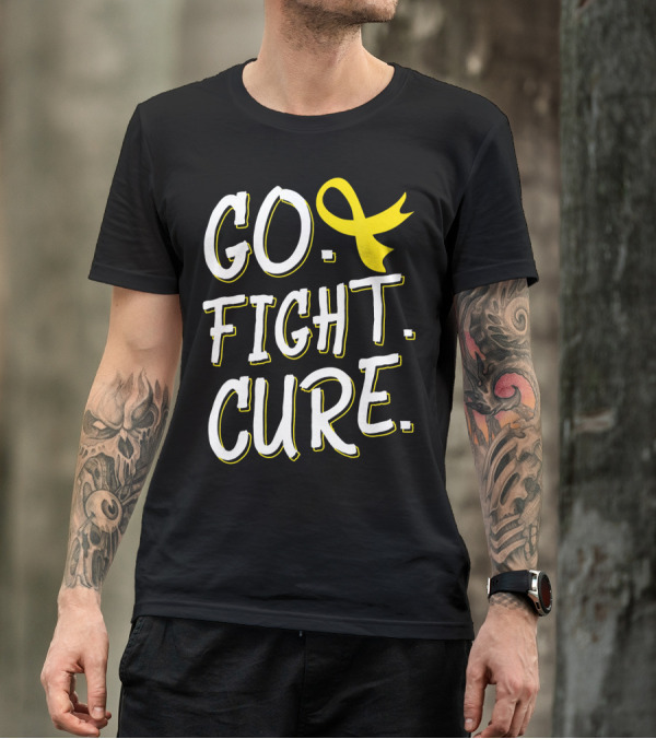Go Fight Cure Childhood Cancer Gold Ribbon Awareness T-Shirt