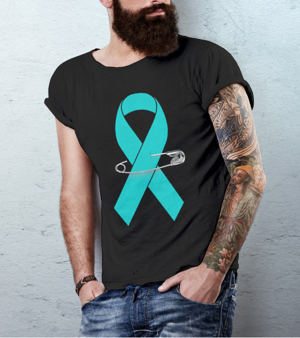 Ovarian Cancer Awareness Walk Support Ribbon With Safety Pin T-Shirt