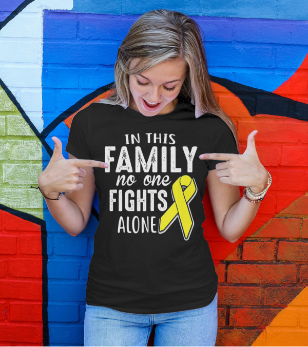 In This Family No One Fights Alone Yellow Ribbon Sarco T-Shirt