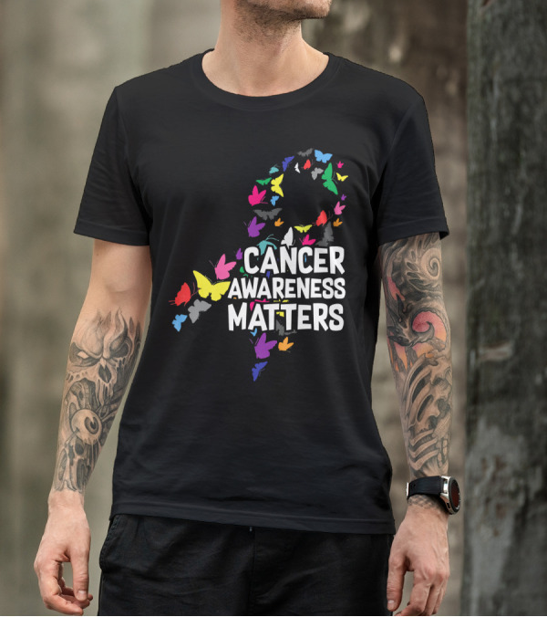 Cancer Awareness Matters Butterfly Ribbon T-Shirt