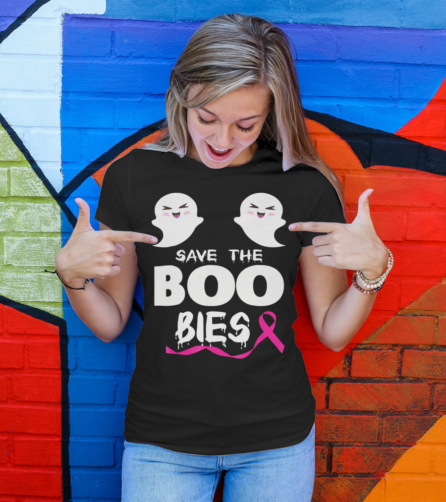 Save The BOO Bies Ghosts Pink Ribbon Breast Cancer Support T-Shirt