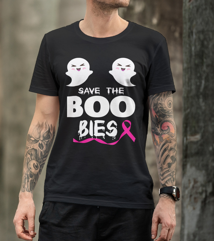 Save The BOO Bies Ghosts Pink Ribbon Breast Cancer Support T-Shirt