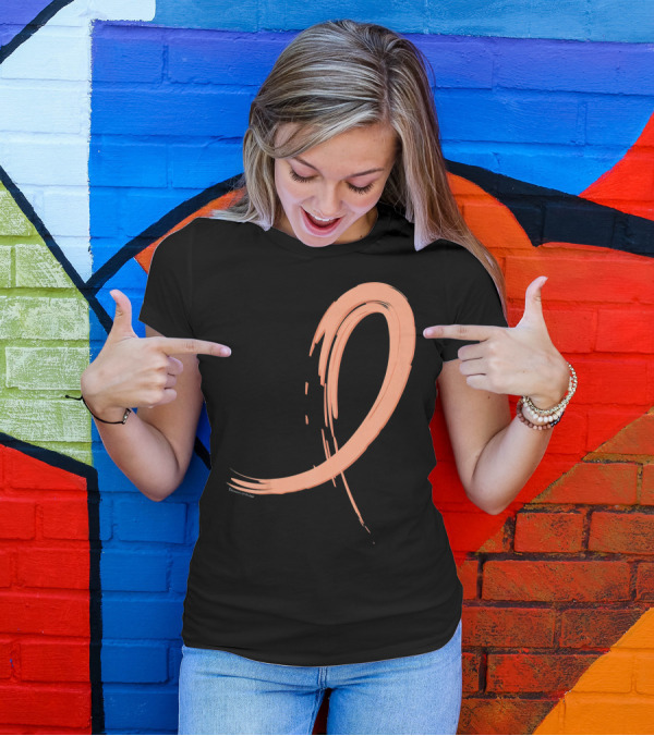Endometrial Cancer Peach Ribbon Graffiti T-Shirt