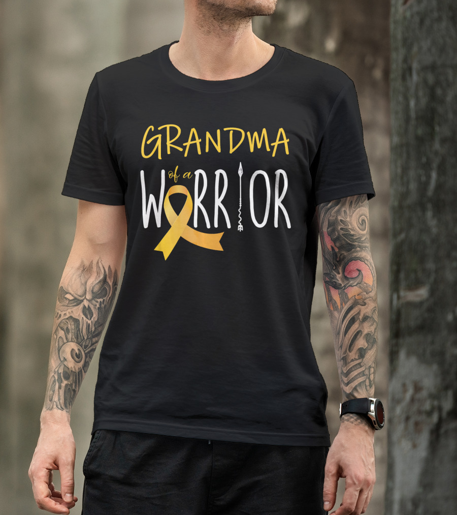 Grandma Of A Warrior Childhood Cancer Awareness T-Shirt