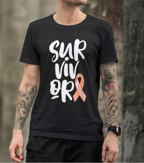 Survivor Uterine Cancer Peach Ribbon Awareness T-Shirt