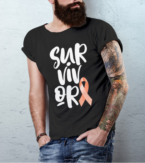 Survivor Uterine Cancer Peach Ribbon Awareness T-Shirt