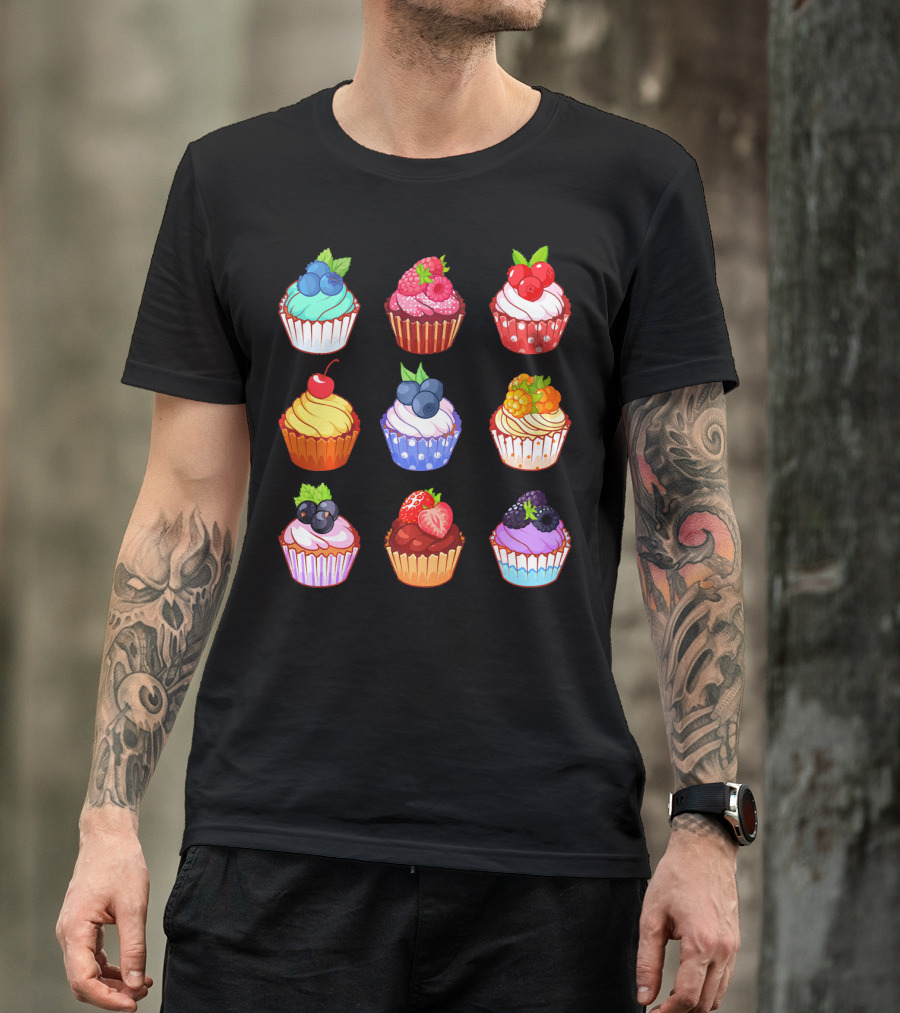 Yummy Cupcake Dessert Challenge Berry Toppings Collection T-Shirt