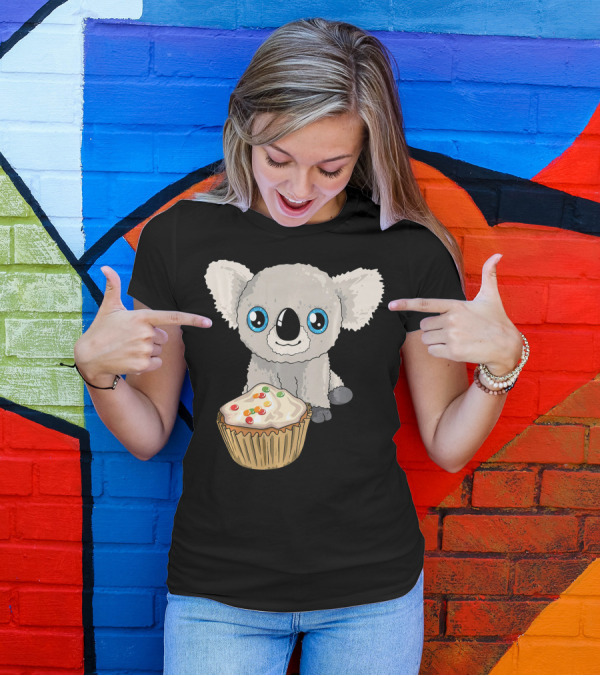 Cute Baby Koala With Cupcake Birthday T-Shirt