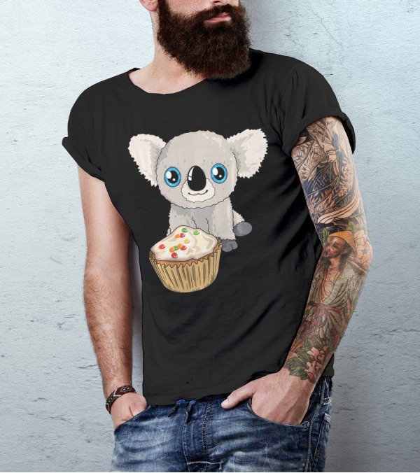 Cute Baby Koala With Cupcake Birthday T-Shirt