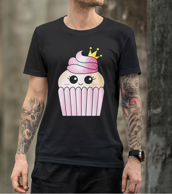 Sweet Pink Cupcake Muffin Queen Kawaii Crown T-Shirt