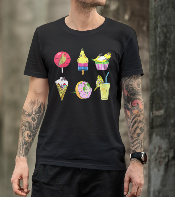 Sweet Ice Cream Lollipop Lemonade Donut Cup Parrot Treats T-Shirt