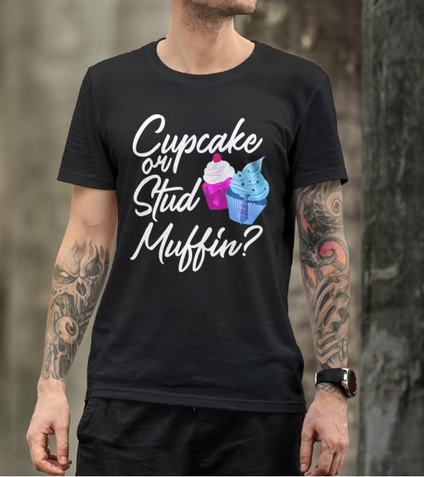 Cupcake Or Stud Muffin Gender Reveal Boy T-Shirt