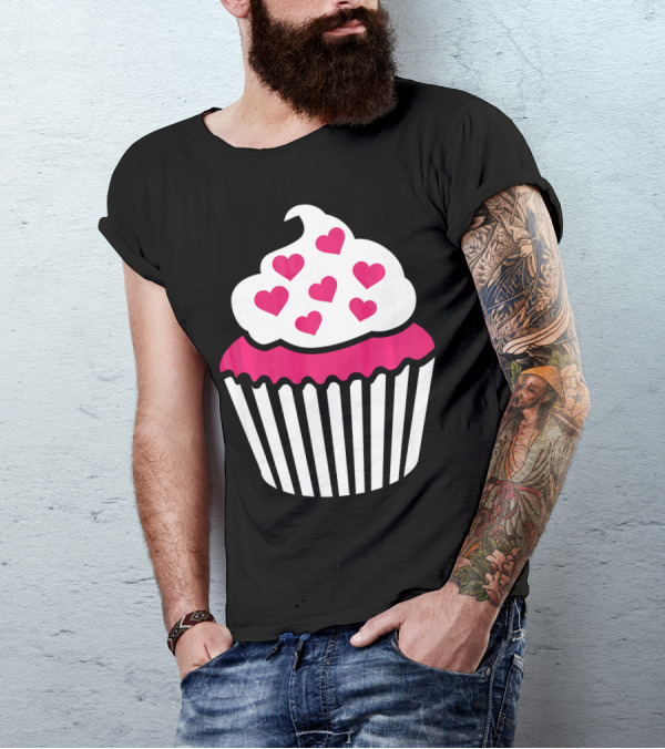 Cupcake With Pink Hearts T-Shirt