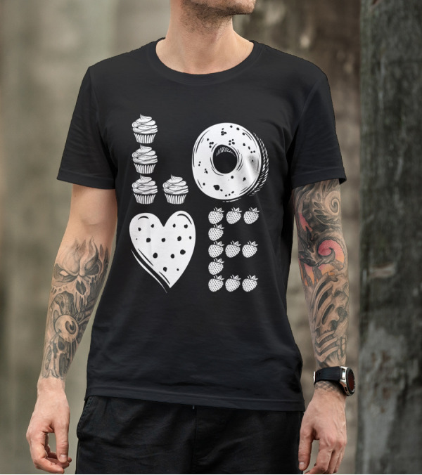 Love Cupcake Doughnut Strawberry Food Lover T-Shirt