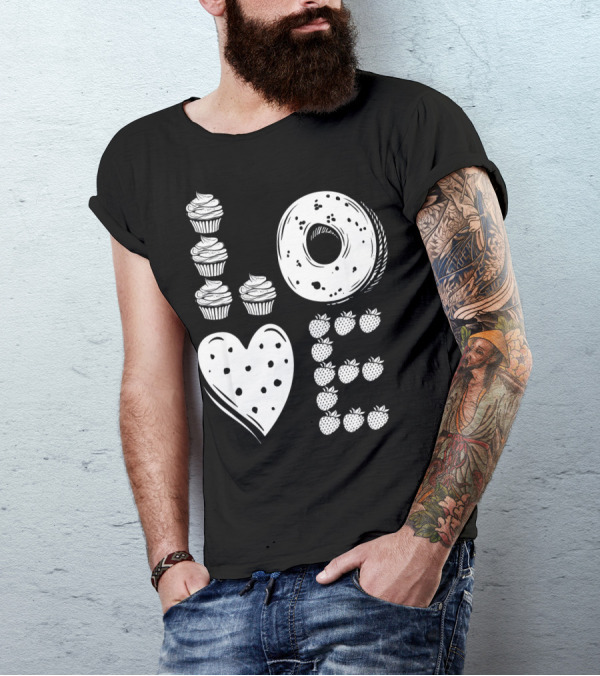 Love Cupcake Doughnut Strawberry Food Lover T-Shirt
