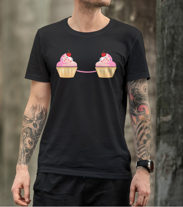 Cupcake Bra Costume Cute Food With Pink Frosting And Cherry On Top T-Shirt