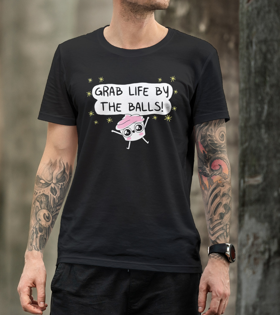 Grab Life By The Balls Good Advice Cupcake Cute Starry Character T-Shirt