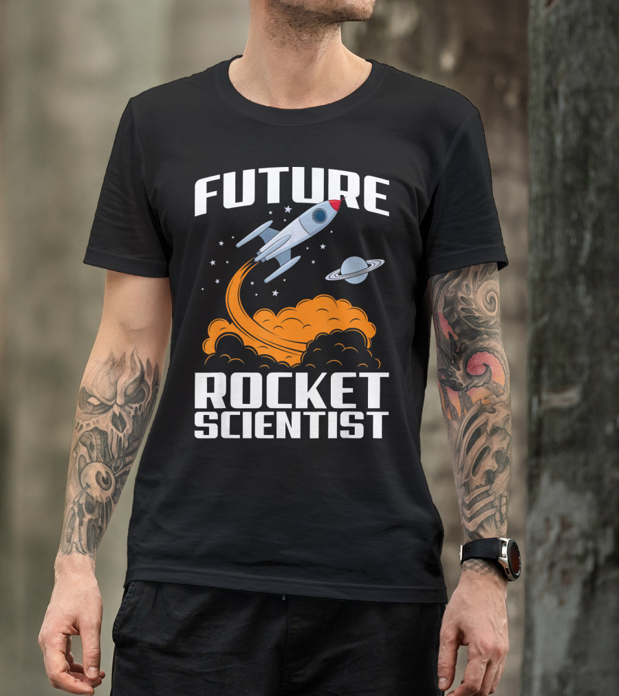 Future Rocket Scientist Spaceship Blast Off With Planet Saturn T-Shirt