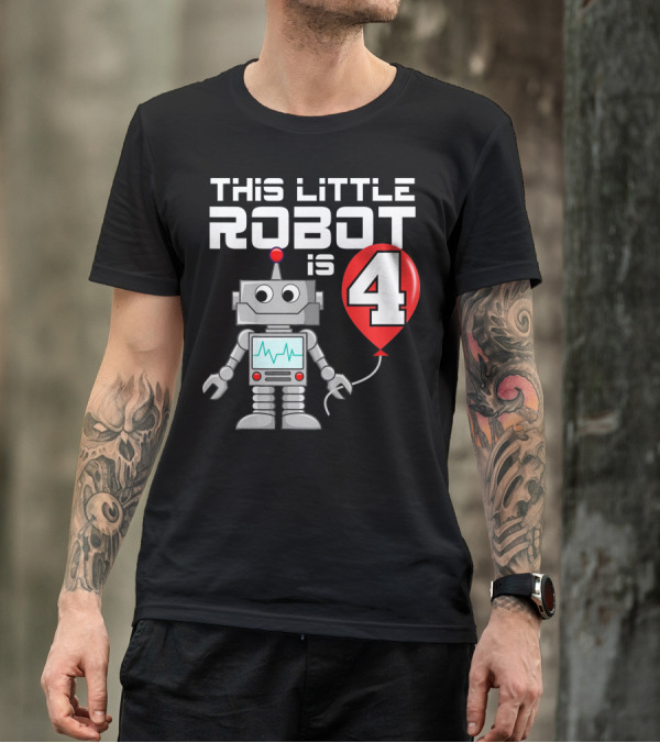 This Little Robot Is 4 Years Old Birthday Balloon T-Shirt