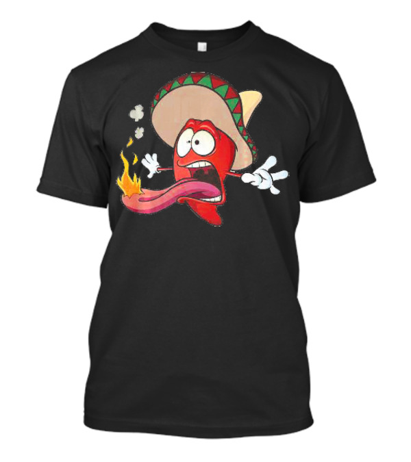 Spicy Red Chili Pepper With Sombrero And Flames T-Shirt