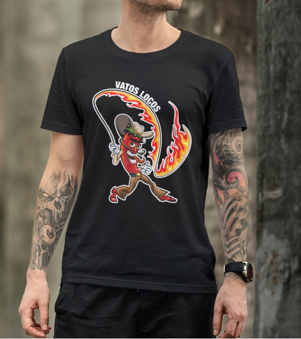 Vatos Locos Spicy Fire Rope Mexico Chili Pepper Cowboy T-Shirt