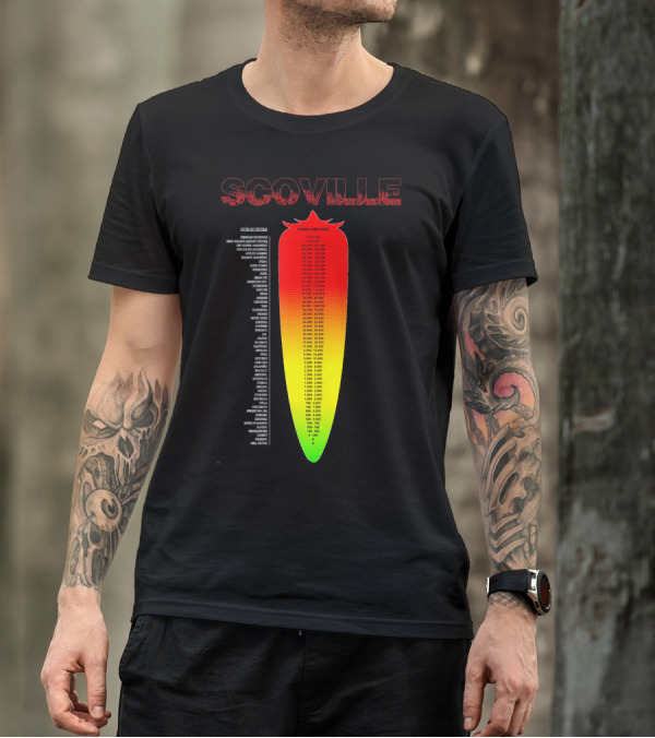 Scoville Pepper Heat Scale Chart With Ranked Spice Levels T-Shirt