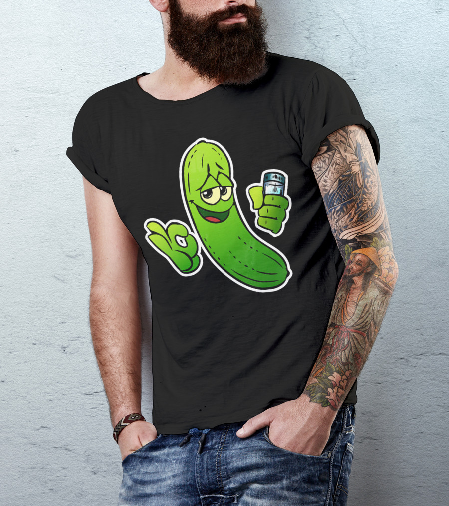 Funny Cool Pickle With Salt Shaker Spicy Vegetables Cucu T-Shirt