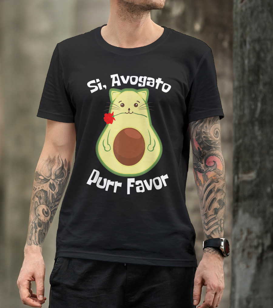 Si, Avogato Purr Favor Funny Avocado Guacamole Cat T-Shirt