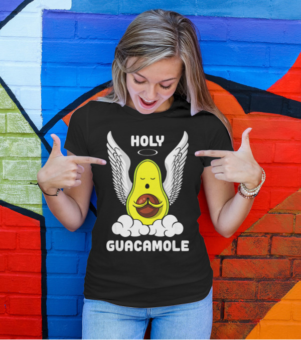 Holy Guacamole Avocado Angel With Wings Vegan Funny T-Shirt
