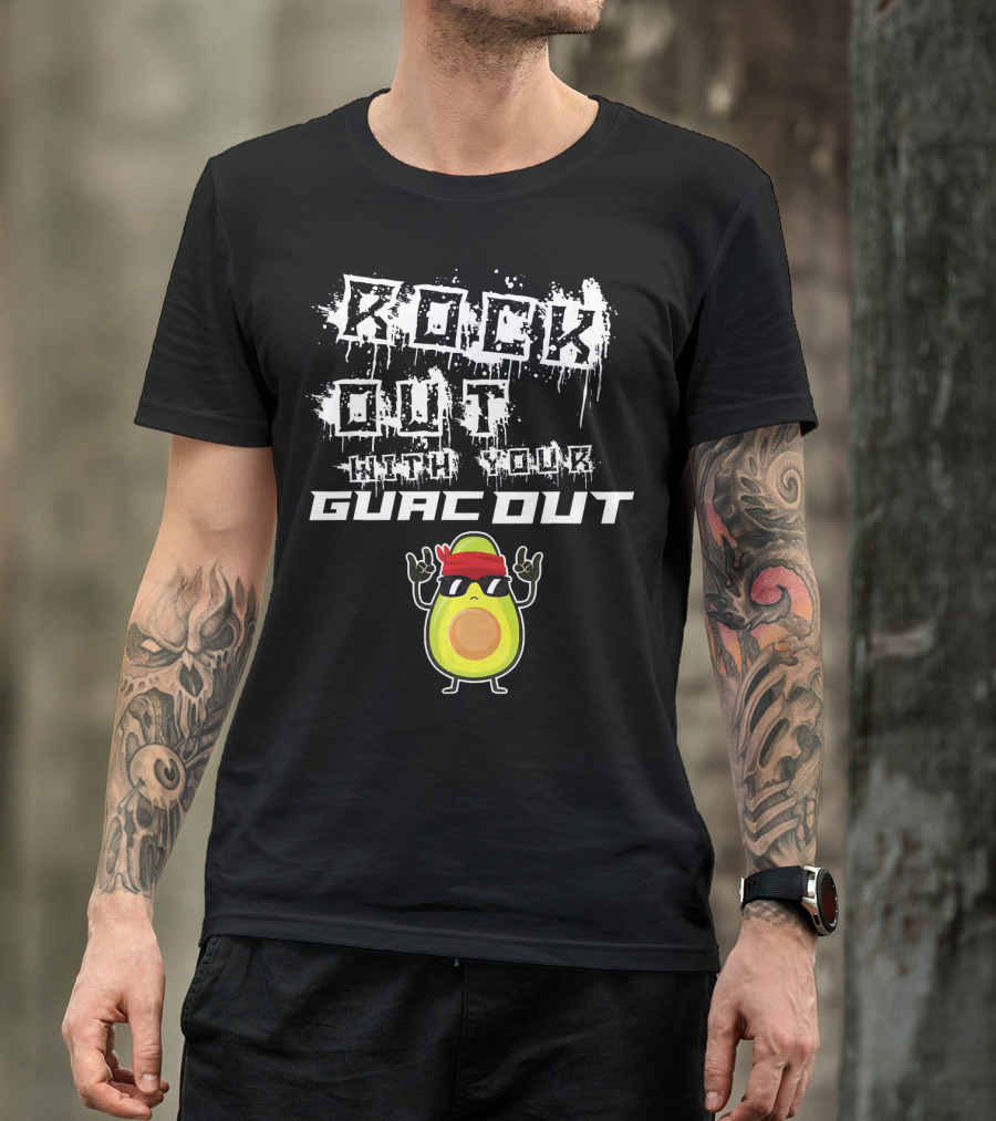 Rock Out With Your Guac Out Avocado Bandana Sunglasses T-Shirt