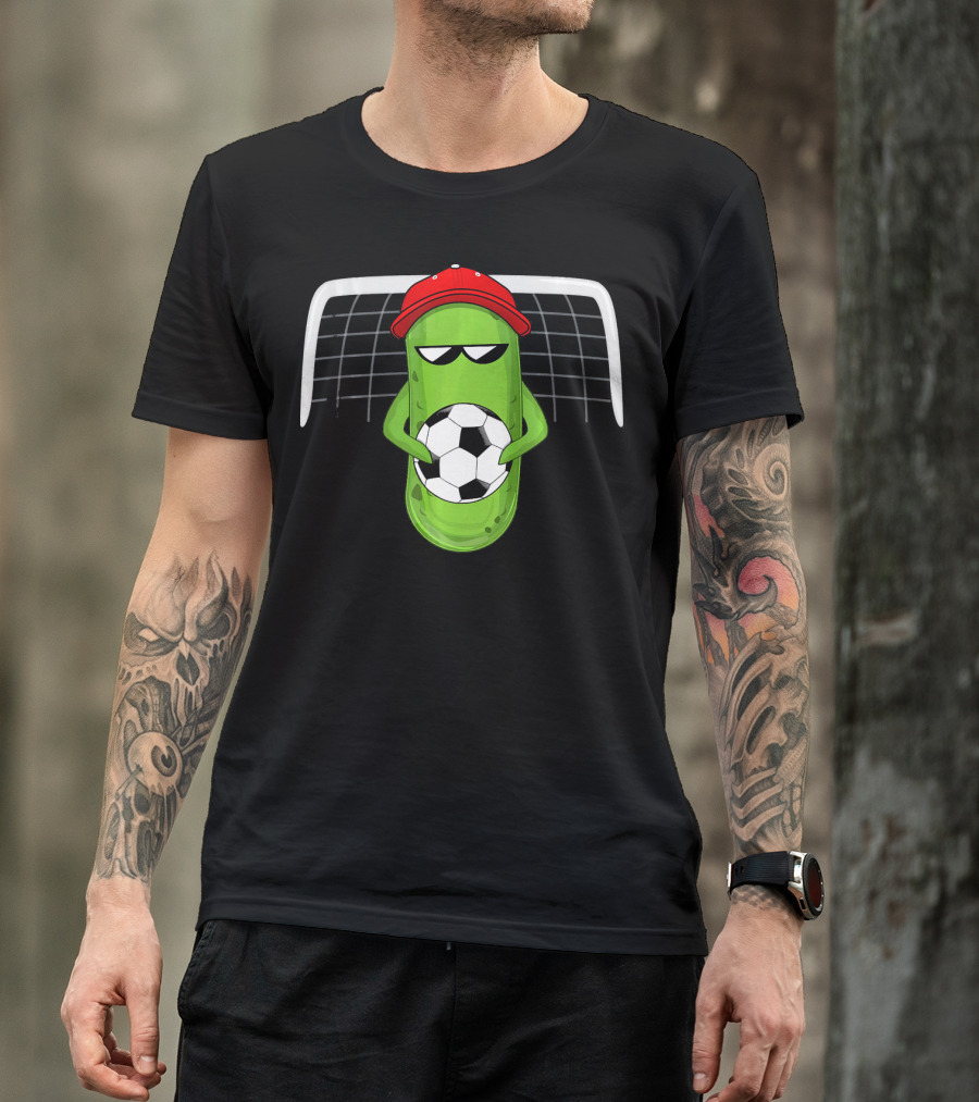 Pickle Soccer Player In Red Cap With Sunglasses T-Shirt