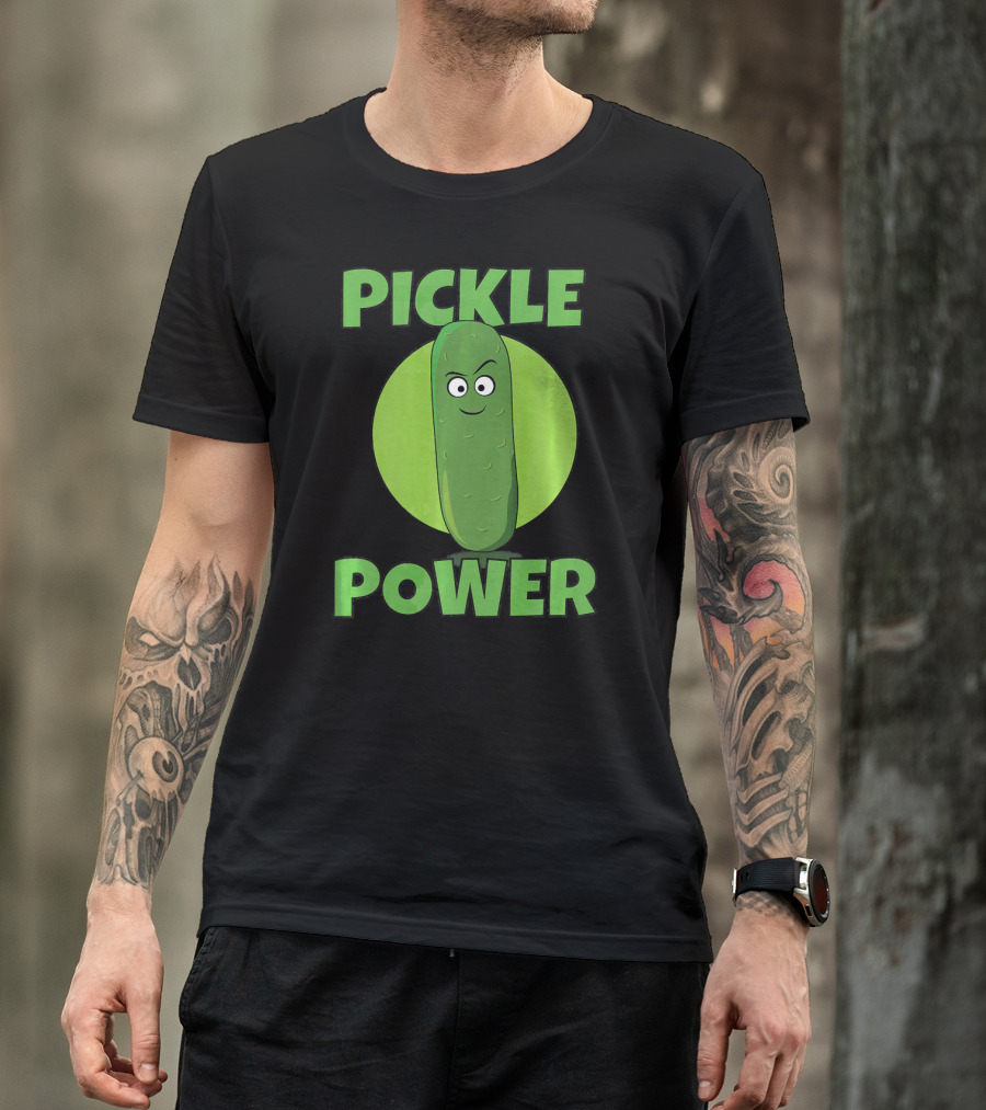 Pickle Power I Love Pickles Smiling Cartoon Pickle Character T-Shirt