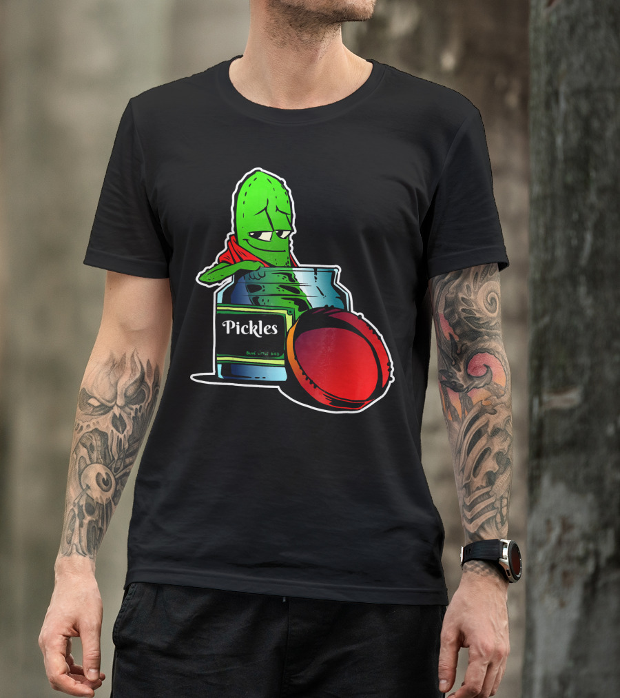 Pickles In Jar Funny Pickle Lover With Blue Lid And Red Sauce T-Shirt