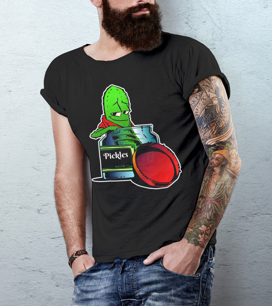Pickles In Jar Funny Pickle Lover With Blue Lid And Red Sauce T-Shirt