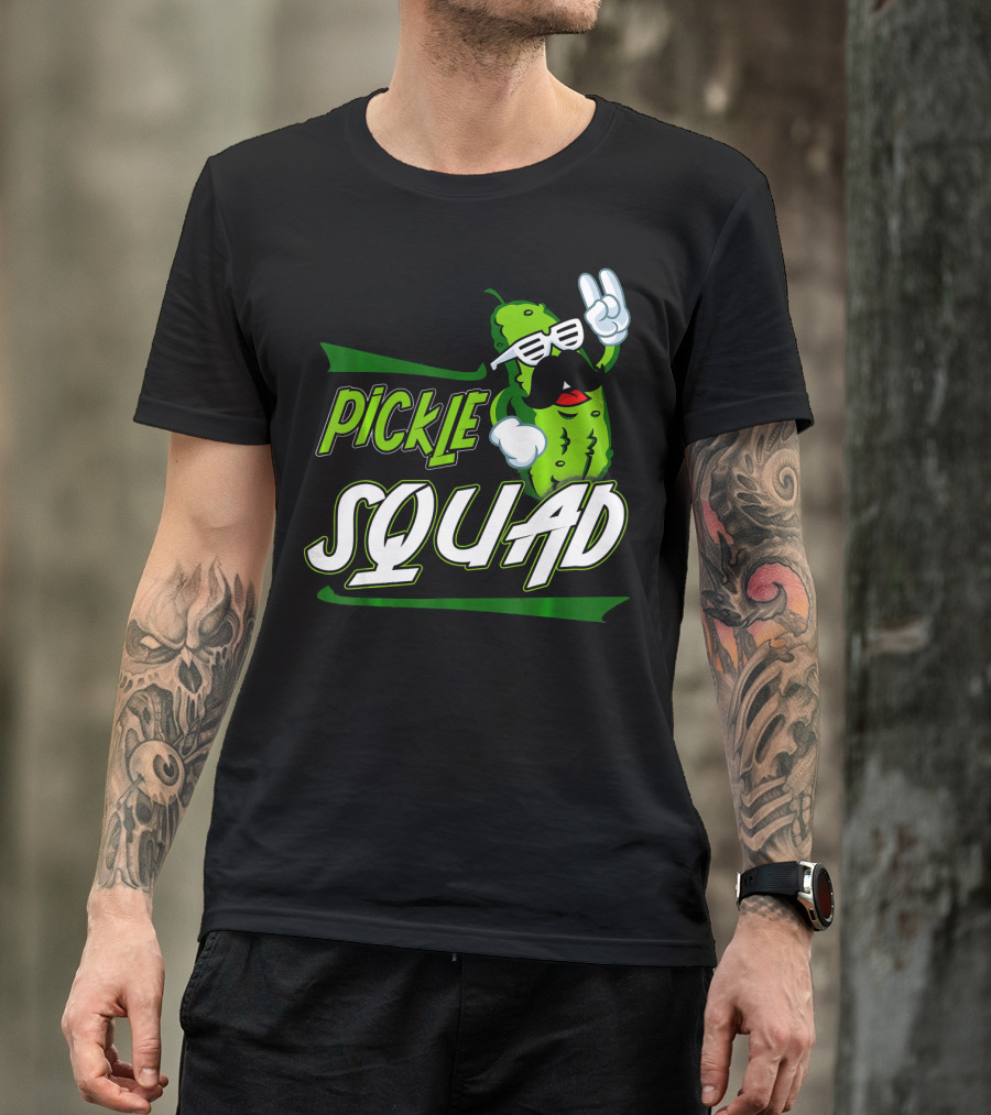 Pickle Squad Great Pickles Lover Retro Cool Mustache Rocker T-Shirt