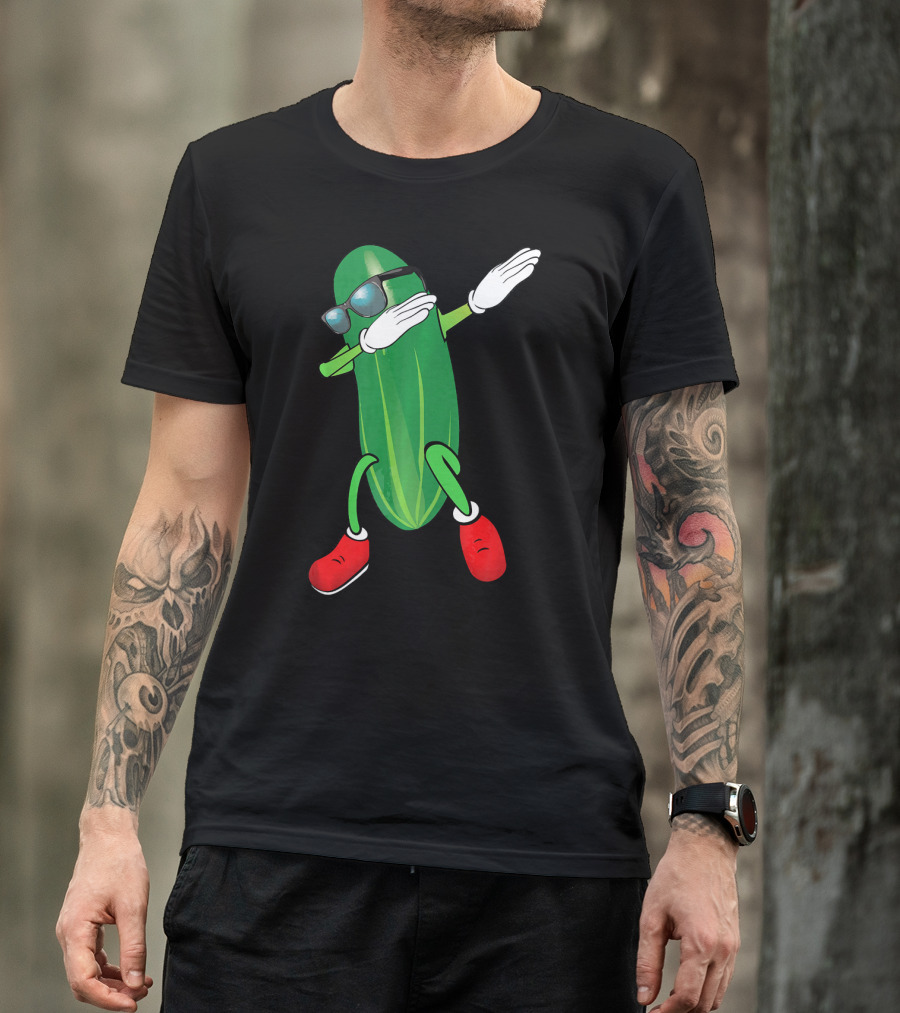 Dabbing Cucumber Pickle With Sunglasses And Red Shoes T-Shirt