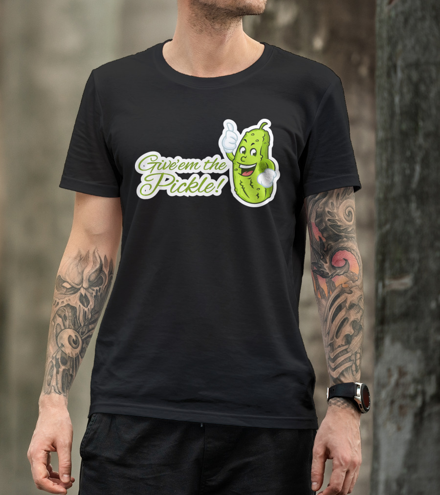 Give'em The Pickle Thumbs Up Cartoon Character T-Shirt