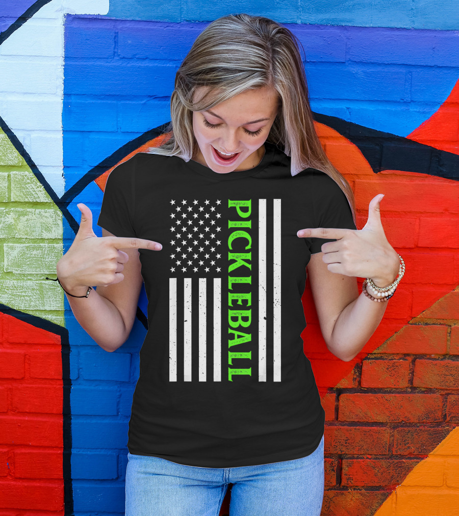 Pickleball Vintage Distressed American Flag T-Shirt