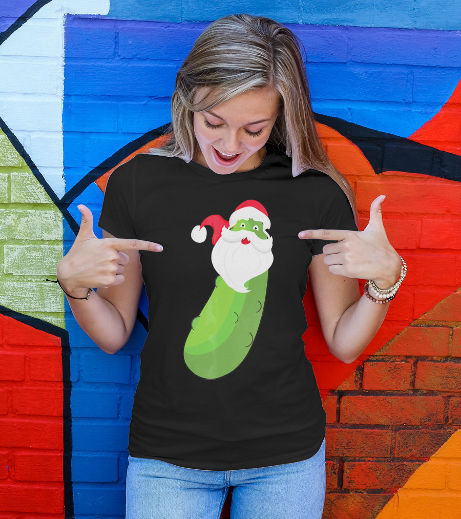 Lucky Pickle Funny Christmas Santa T-Shirt