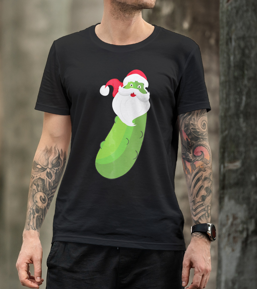 Lucky Pickle Funny Christmas Santa T-Shirt