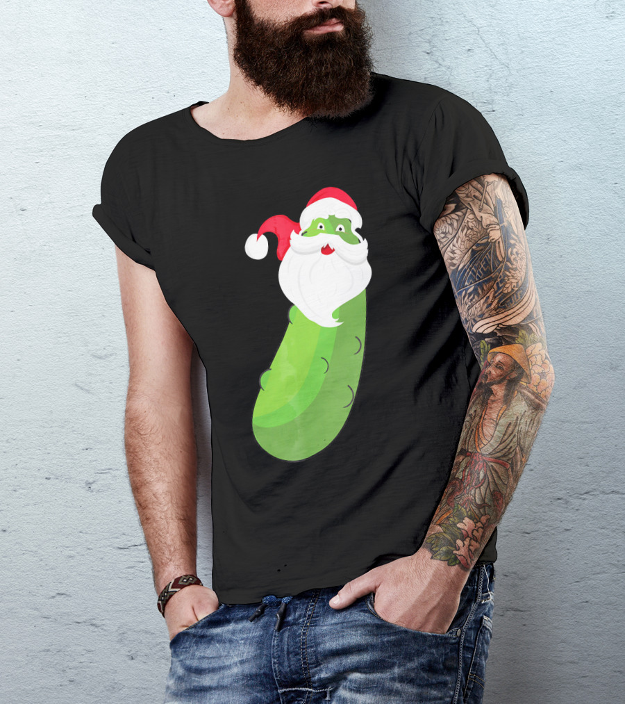 Lucky Pickle Funny Christmas Santa T-Shirt