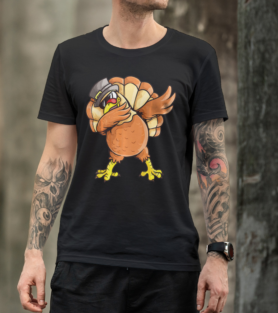 Dabbing Turkey Dab Dance Pilgrim Hat Thanksgiving T-Shirt