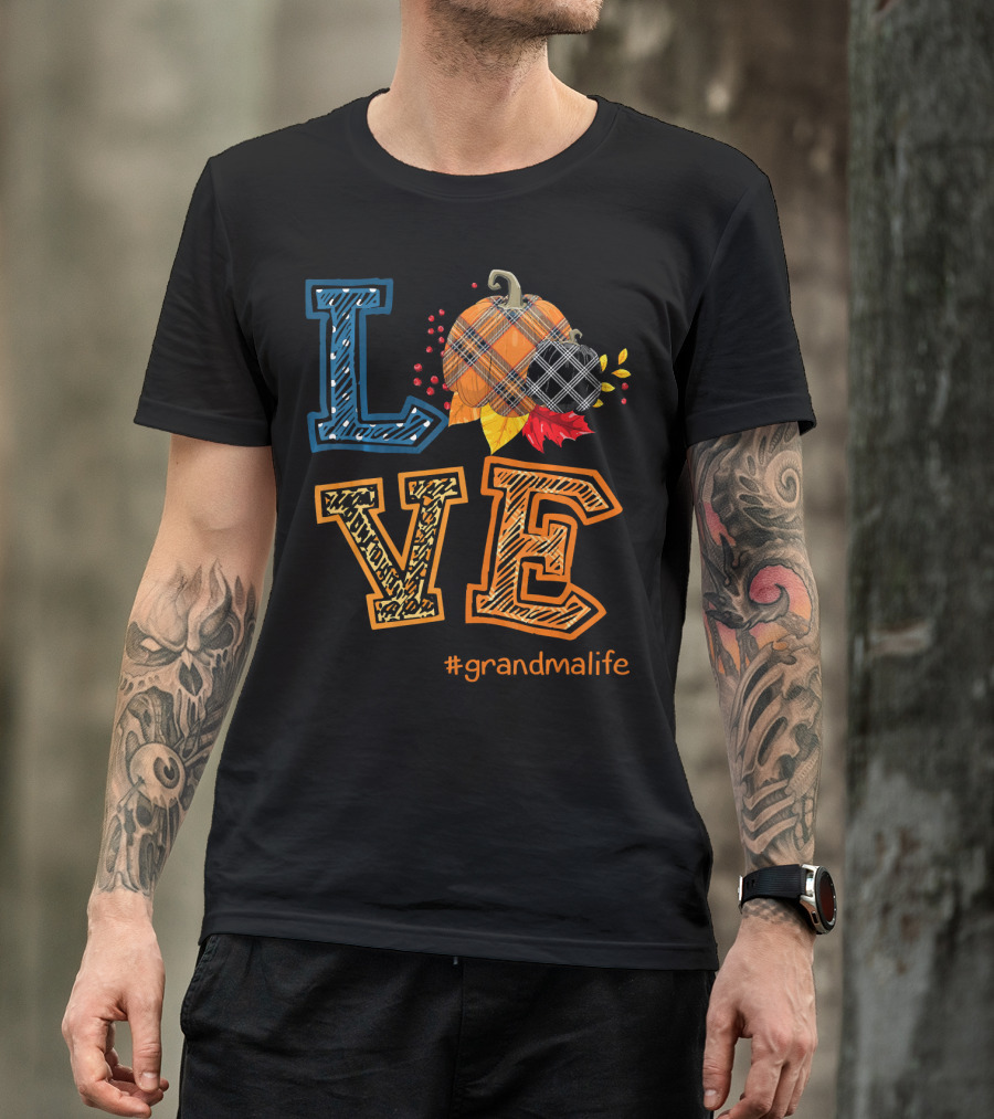 LOVE Plaid Pumpkin #grandmalife T-Shirt